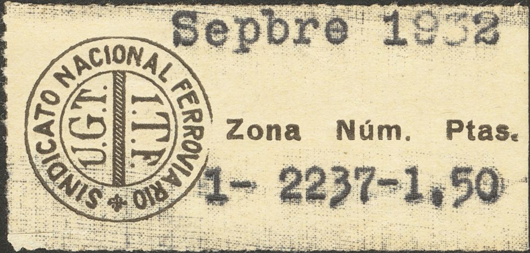 Espana Spain Stamp sellos Railway Trades Union Sellos Sindicato Ferroviario Espana